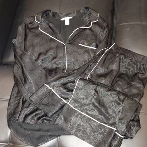 Victoria's Secret black satin long pajamas